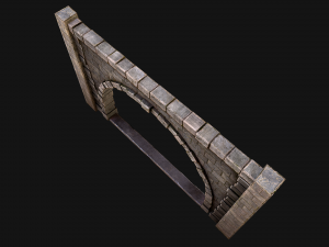 Medieval Prison Wall with Arch 3D Model