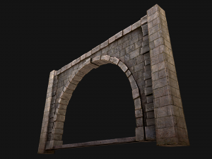 Medieval Prison Wall with Arch 3D Model
