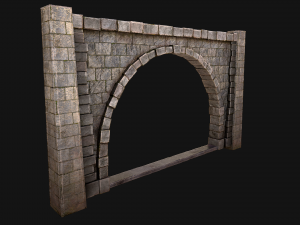 Medieval Prison Wall with Arch 3D Model