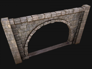 Medieval Prison Wall with Arch 3D Model