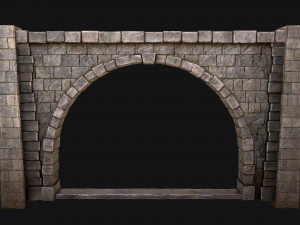 Medieval Prison Wall with Arch 3D Model