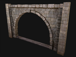 Medieval Prison Wall with Arch 3D Model