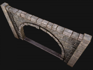 Medieval Prison Wall with Arch 3D Model