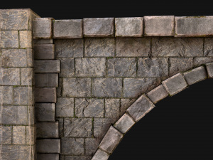 Medieval Prison Wall with Arch 3D Model