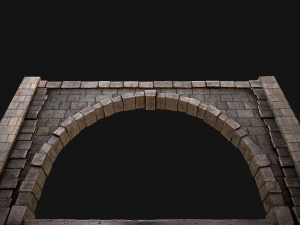 Medieval Prison Wall with Arch 3D Model