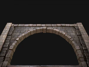 Medieval Prison Wall with Arch 3D Model
