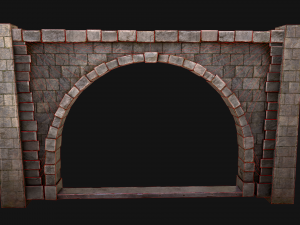 Medieval Prison Wall with Arch 3D Model