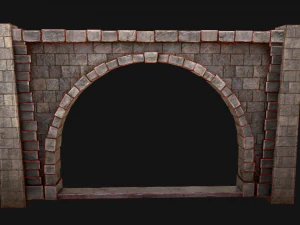 Medieval Prison Wall with Arch 3D Model