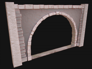 Medieval Prison Wall with Arch 3D Model
