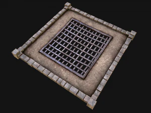 Medieval Castle Roof with Prison Bars 3D Model