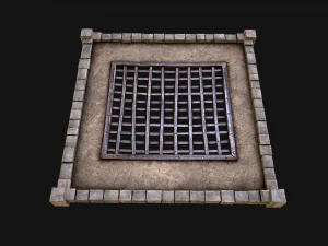 Medieval Castle Roof with Prison Bars 3D Model