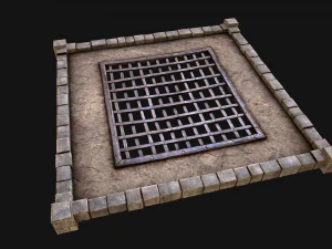 Medieval Castle Roof with Prison Bars 3D Model