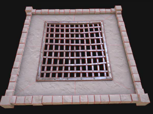 Medieval Castle Roof with Prison Bars 3D Model