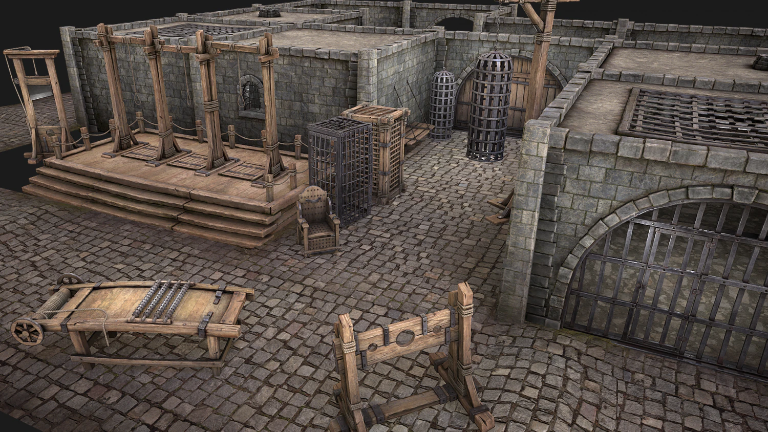 Medieval Prison Constructor Torture Room 3D Model .c4d .max .obj .3ds .fbx .stl .blend