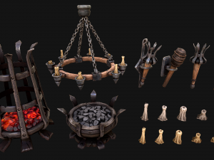 Medieval Prison Lighting Set Model 3D