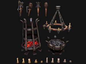 Medieval Prison Lighting Set Model 3D