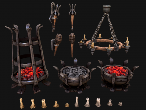 Medieval Prison Lighting Set Model 3D