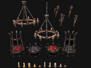 Medieval Prison Lighting Set Model 3D