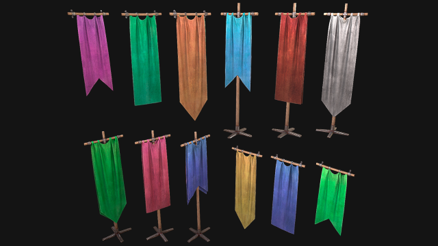 Medieval Flag Model 3D .c4d .max .obj .3ds .fbx .stl .blend 