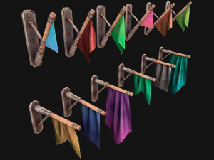 Medieval Flag Attached to the Wall 3D Model