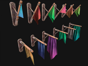 Medieval Flag Attached to the Wall 3D Модель