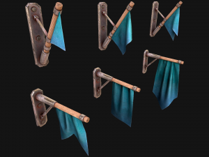 Medieval Flag Attached to the Wall 3D Модель