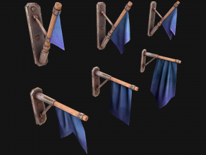 Medieval Flag Attached to the Wall 3D Модель