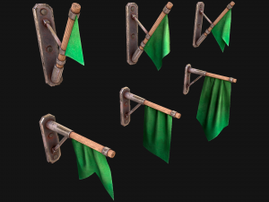 Medieval Flag Attached to the Wall 3D Модель
