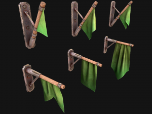 Medieval Flag Attached to the Wall 3D Модель