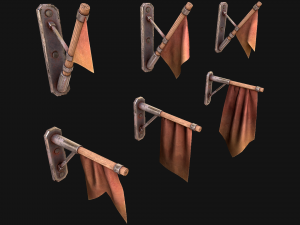 Medieval Flag Attached to the Wall 3D Модель
