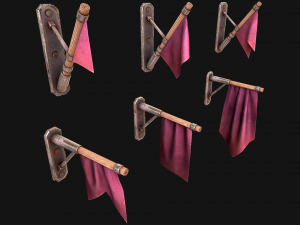 Medieval Flag Attached to the Wall 3D Модель