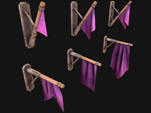 Bandiera medievale attaccata al muro Modello 3D