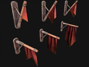 Medieval Flag Attached to the Wall 3D Модель