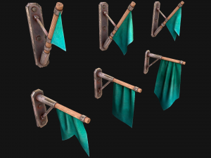Medieval Flag Attached to the Wall 3D Модель