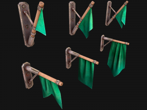 Medieval Flag Attached to the Wall 3D Модель