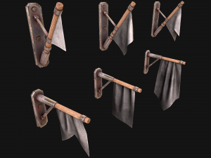 Medieval Flag Attached to the Wall 3D Модель