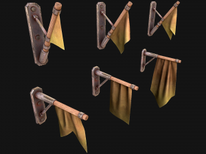 Medieval Flag Attached to the Wall 3D Модель