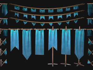 Medieval Flags Pack Modelo 3D