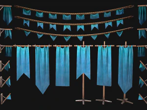 Medieval Flags Pack 3D Model