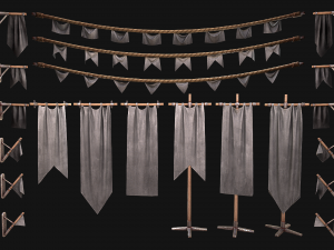Medieval Flags Pack Modelo 3D
