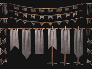 Medieval Flags Pack 3D Model