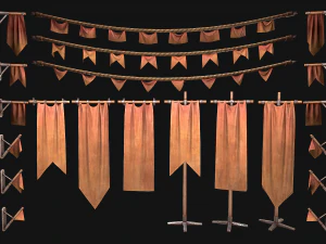 Medieval Flags Pack 3D Model