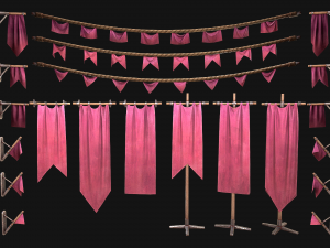 Medieval Flags Pack Modelo 3D