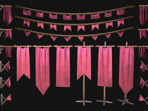 Medieval Flags Pack 3D Model