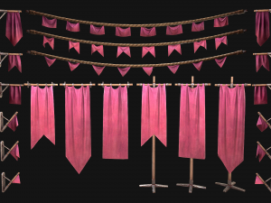 Medieval Flags Pack Modelo 3D
