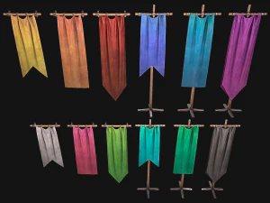 Medieval Flags Pack 3D Model
