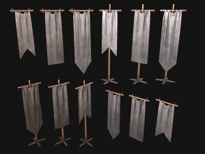 Medieval Flags Pack 3D Model