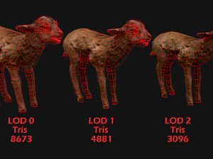 Deer and Crocodile Herbivore and Predator 3D Model