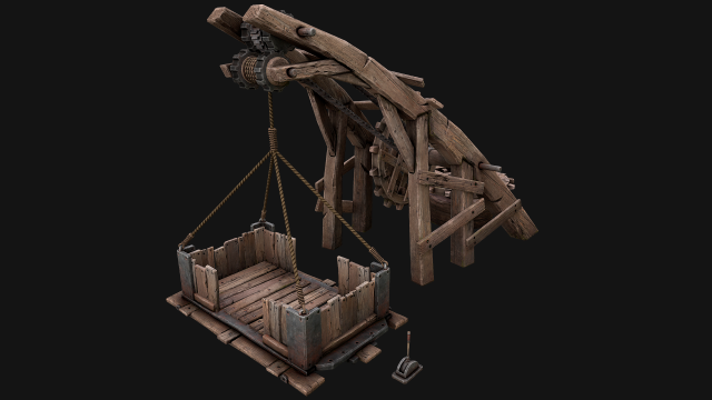 Medieval Lift Elevator 3D Model .c4d .max .obj .3ds .fbx .stl .blend