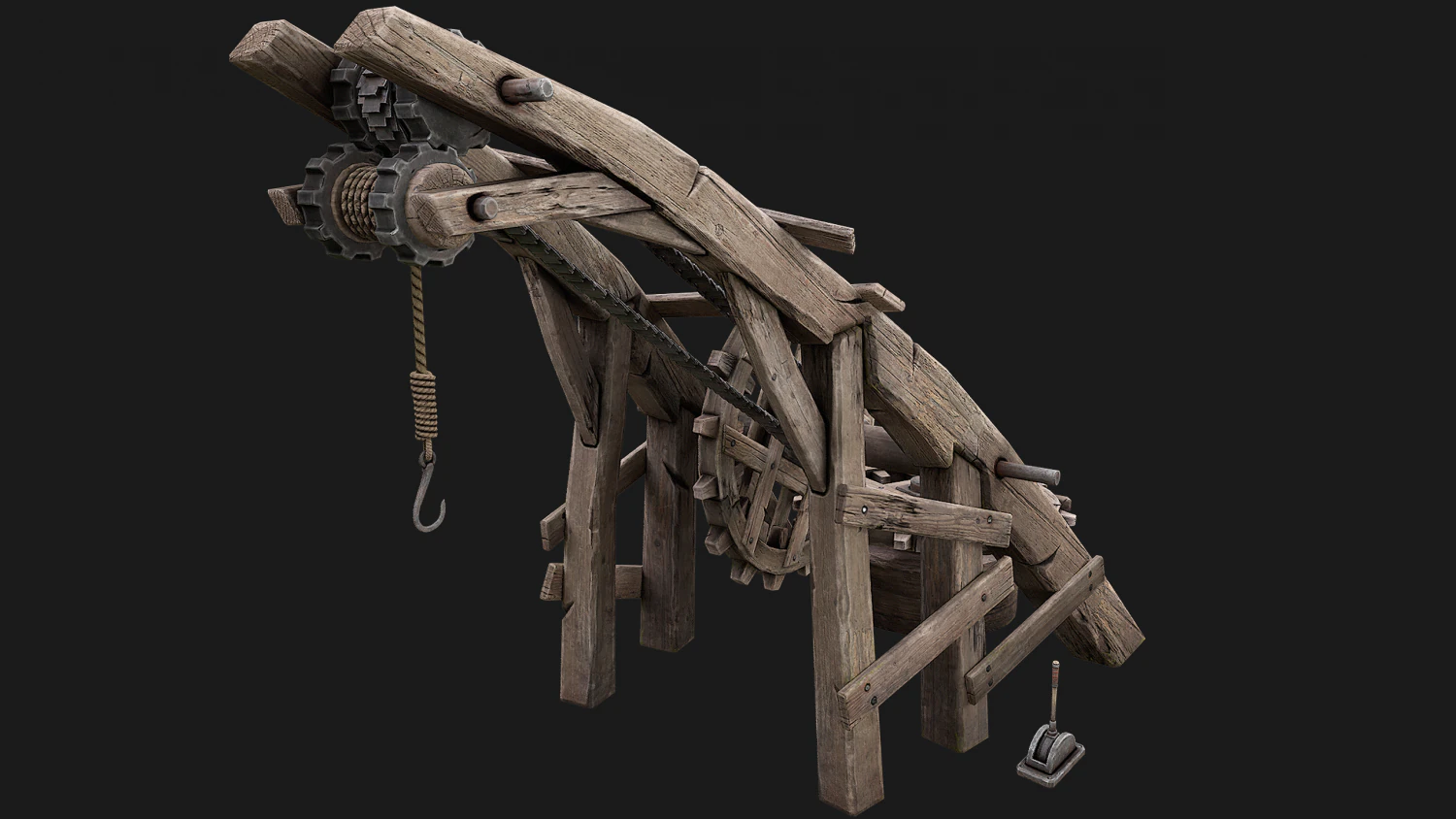 Medieval Crane 3D Model .c4d .max .obj .3ds .fbx .stl .blend
